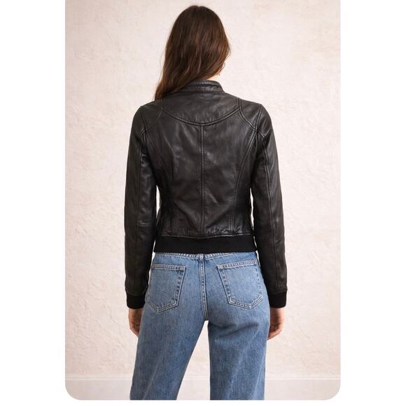 DOMA Black Genuine Leather Moto Jacket Buttery Soft Fitted Size M - Picture 4 of 11